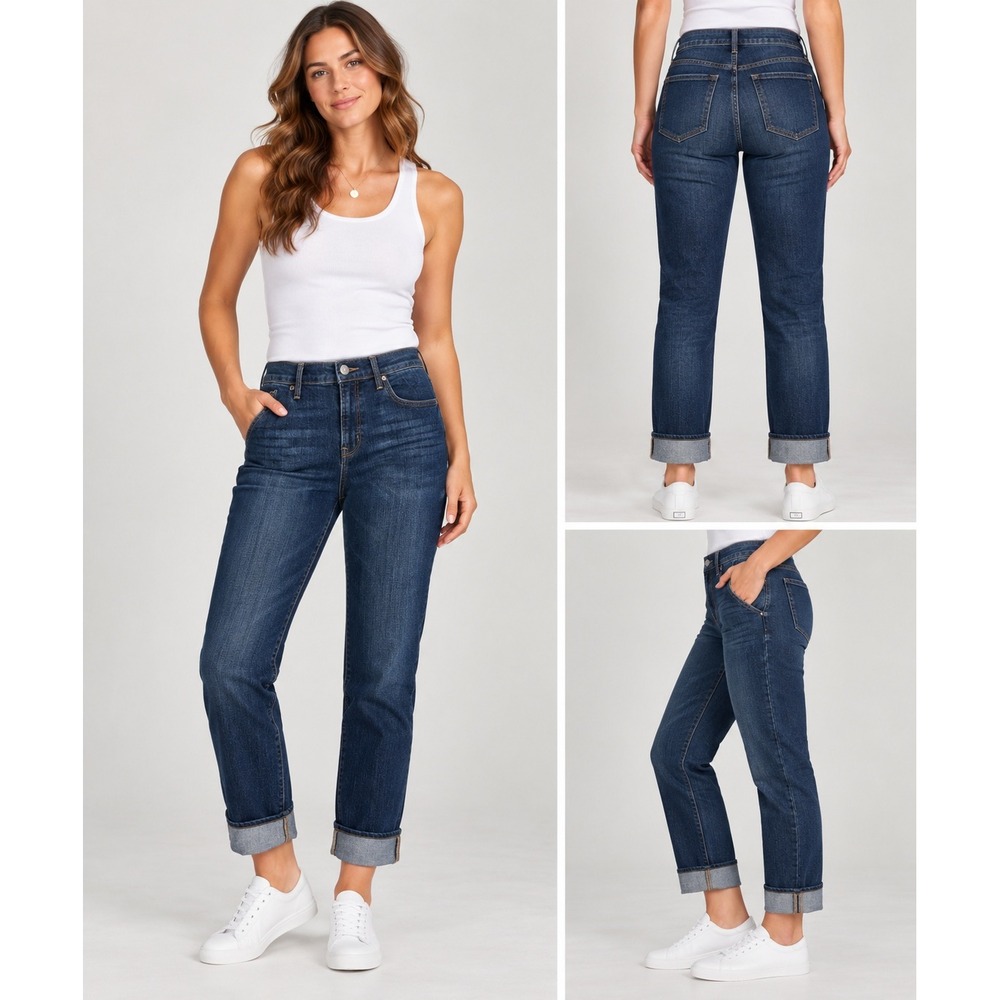 Old Navy Jeans Women 8 Short Dark Blue Curvy Mid-Rise Straight Leg Denim